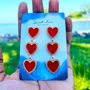 Red heart earring